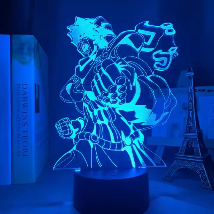 Lámpara Nocturna 3D Anime JoJo Bizarre Adventure Para Decoración De Dormitorio Luz LED Figura Jojo Jotaro Kujo Regalo De Cumpleaños - 1