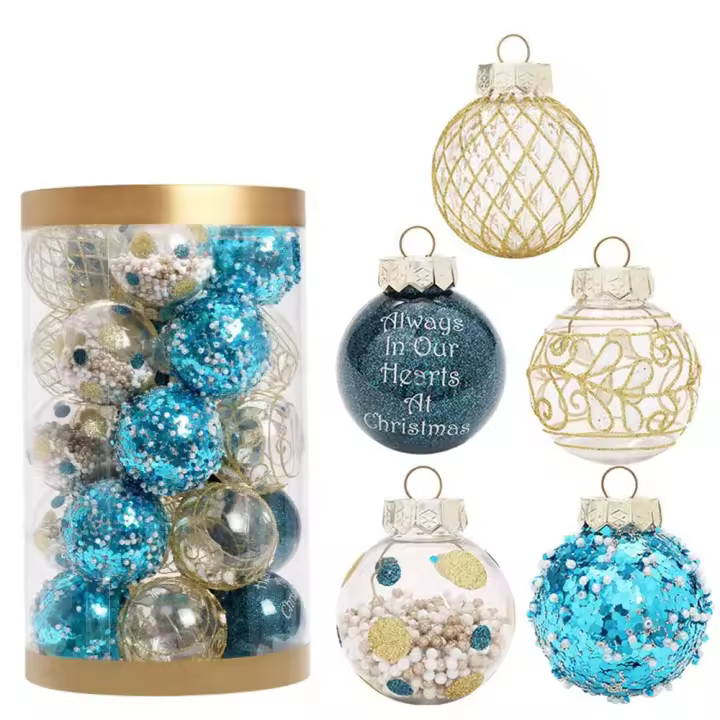 25 bolas de Navidad irrompibles de 6 cm para decoración de árbol de Navidad, cubo de bolas de plástico reutilizable - 1