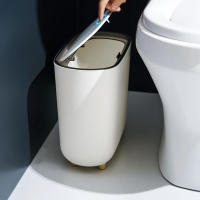 Basurero De Baño En Forma Angular Con Tapa Basurero De Cocina a Prueba De Olores Recipiente De Basura Cubierto Papelera De Lado De Inodoro - details 5