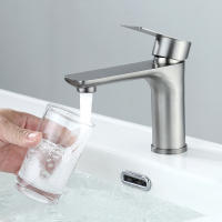 Baokemo-grifo de lavabo para baño, mezclador de agua fría y caliente, montaje en cubierta de acero inoxidable, manija única con un par de tubos de entrada - details 0