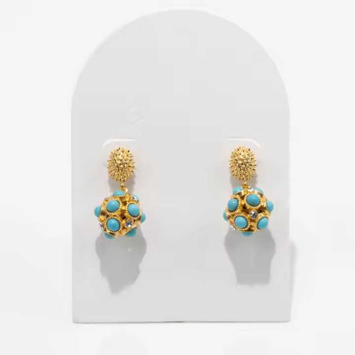 Pendientes Colgantes con Motivos de Piedras Turquesas y Detalles Dorados Pendientes Colgantes con Motivos de Piedras Turquesas y Detalles Dorados Fine Jewelry Pendientes Pendientes Colgantes - 1