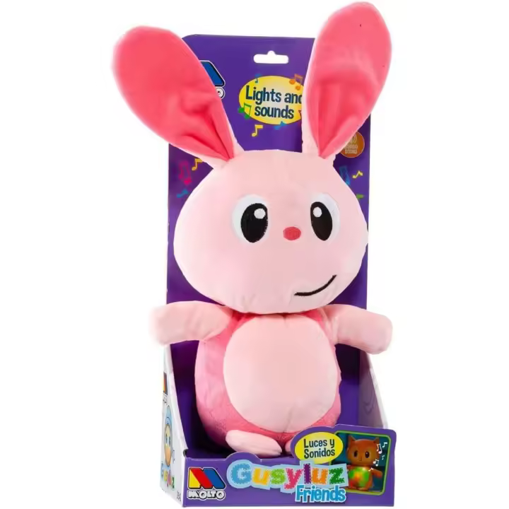 MOLTO | GusyLuz® Peluche Musical Conejo Rosa | Peluche con Luz para Dormir | Juguete Bebe | Peluche de Aprendizaje | Muñeco Quitamiedos Infantil | Juguetes Educativos para Niños | +0 Años (22547) - 1