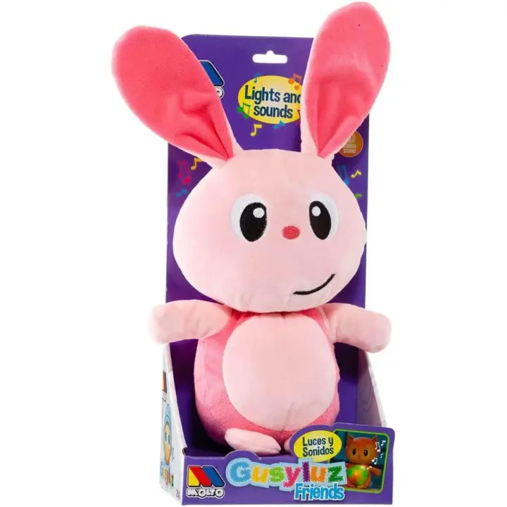 MOLTO | GusyLuz® Peluche Musical Conejo Rosa | Peluche con Luz para Dormir | Juguete Bebe | Peluche de Aprendizaje | Muñeco Quitamiedos Infantil | Juguetes Educativos para Niños | +0 Años (22547) - 1
