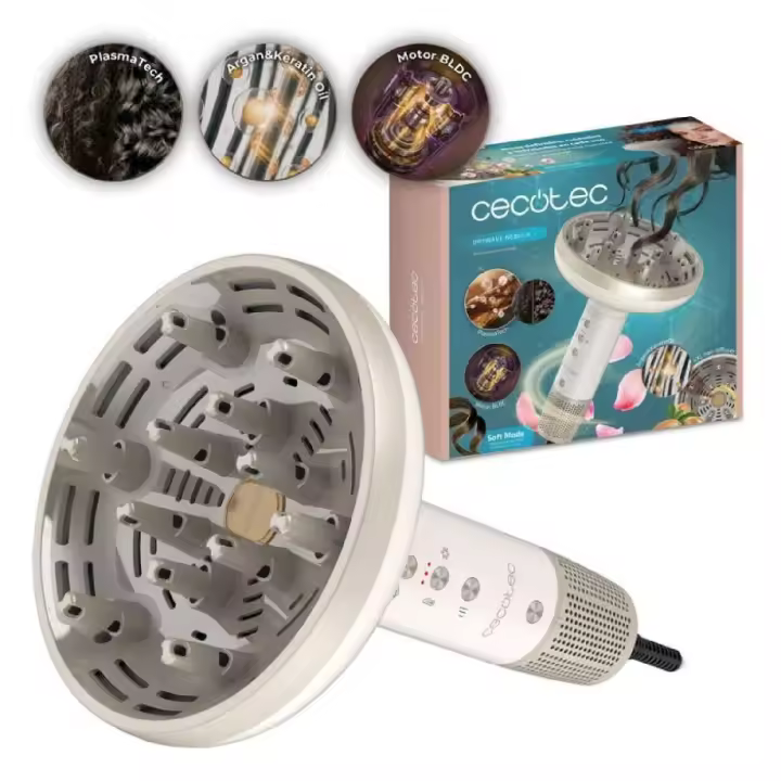 Cecotec Secador Difusor Pelo Rizado XXL DryWave Nébula. 1300W, Aceite de Argán y Queratina, Motor Brushless, PlasmaTech - 1