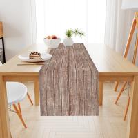 Corredor De Mesa En Madera Marrón Telar De Poliéster Rectángulo Para Cumpleaños Boda Fiesta Suministros De Mesa - details 3