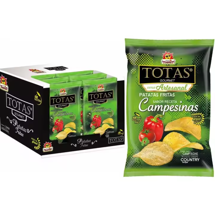 Tosfrit Aperitivos: Caja de Patatas Fritas Campesinas 9bolsas con 130gr cada una - 1