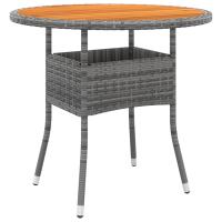 vidaXL Mesa de jardín madera acacia y ratán sintético Ø80x75 cm en color Gris/Negro | estructura resistente ideal para salón dormitorio o estudio - details 0