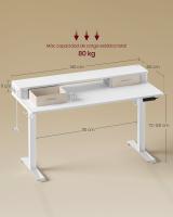 Escritorio Eléctrico Regulable 60x140cm, Altura Ajustable Sin Escalonamiento, Soporte para Monitor, Gancho, Función Memoria, Marrón Rústico, Blanco Nube, Roble - details 6