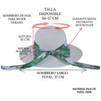 Kebedo Moda Sombrero de Paja para Mujer, De ala Ancha Sombrero de playa con Banda Floral, Cinta decorativa, Transpirable, Ligero, Elegante y cómodo Grande, Pamela de Verano, Viaje, Piscina, para el Sol, Talla Única Ajustable 56-57cm - details 2