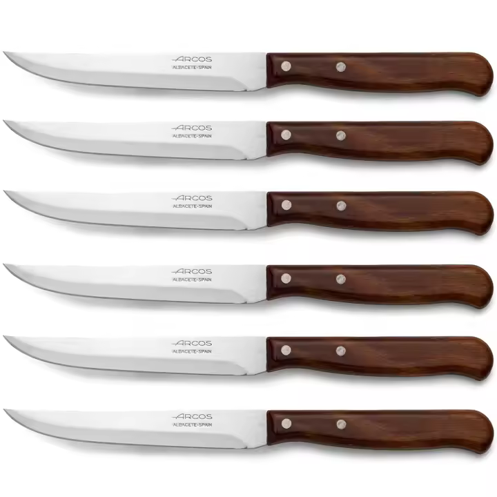 ARCOS Latina - Cuchillo para Verduras (105 mm) - 100500 - Hoja de Acero Inoxidable Nitrum® - Mango de Madera Comprimido - PACK 6 - 1