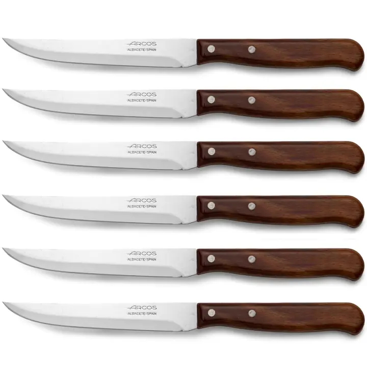ARCOS Latina - Cuchillo para Verduras (105 mm) - 100500 - Hoja de Acero Inoxidable Nitrum® - Mango de Madera Comprimido - PACK 6 - 1