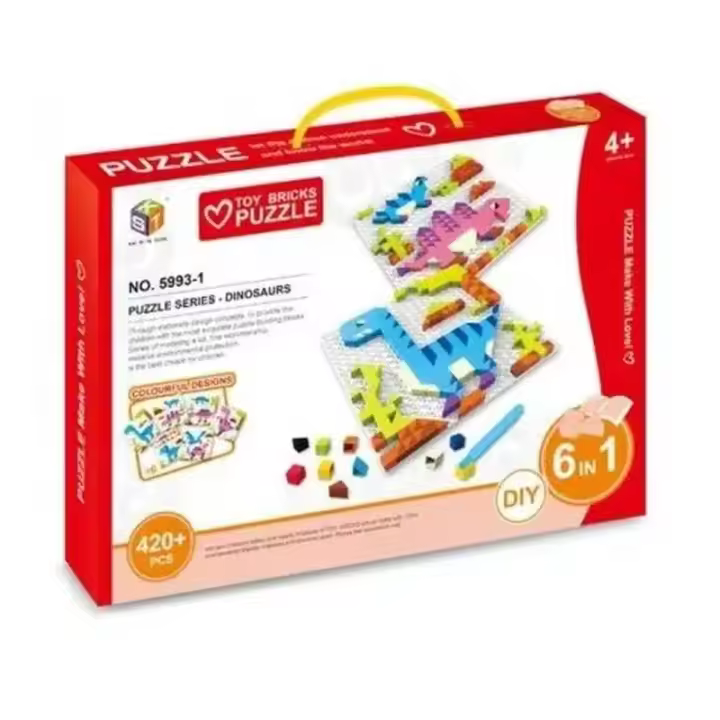 Puzzle infantil mosáicos dinosaurios 6en1 420 piezas 19-586 JUGUETOON - 1