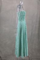 Vestido Maxi Verde Rayado Para Mujer 2024 Estilo Playa Sin Mangas Hombros Descubiertos Cuello Alto Ajuste Elasticidad Casual Moda Verano Vestido Longo - details 3