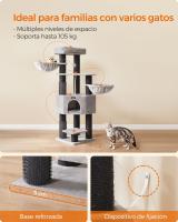 Árbol para gatos grande con almohadillas autocalentables, torre estable para gatos grandes, cueva, cuerda de sisal, disponible en gris y negro o blanco - details 7