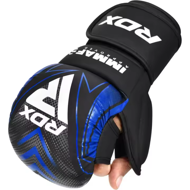 Guantes de Grappling RDX SHOOTER IMMAF-1 Azules - Aprobados por IMMAF, Protección y Soporte Óptimos - 1