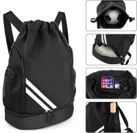 Bolsa deportiva de gimnasio con cordón, bolsa impermeable con bolsillo para mujeres y hombres, kit de viaje para senderismo, escuela, estudiantes, bolsa de polietileno al aire libre, natación - details 1
