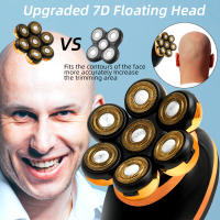 Nueva Peluca Eléctrica Para Hombres 7D Independientemente 7 Cuchillas Cabeza Flotante Recargable Impermeable Con Multifuncional Trimmer Para Hombres - details 6