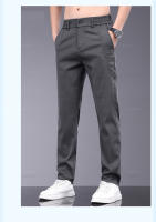 Pantalones Casuales Para Hombre De Seda Lyocell Elásticos Y Delgados Para Primavera Y Verano Pantalones Gris Negocios Con Cintura Media Y Bolsillos - details 8