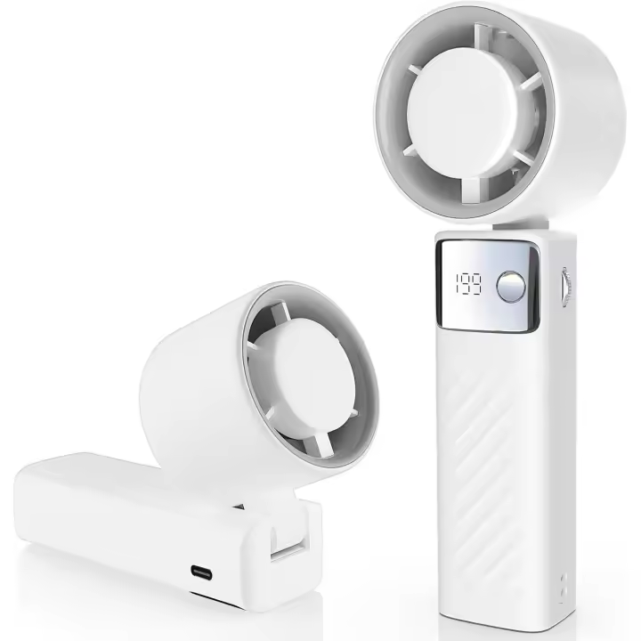 Ventilador de mano - Mini ventilador plegable - Ventilador portátil - Ventilador - Ventilador de turbina - Control de velocidad 1-199 - Pantalla LED - Batería de 4000 mAh - Adecuado para exteriores, camping, viajes, deportes - 1