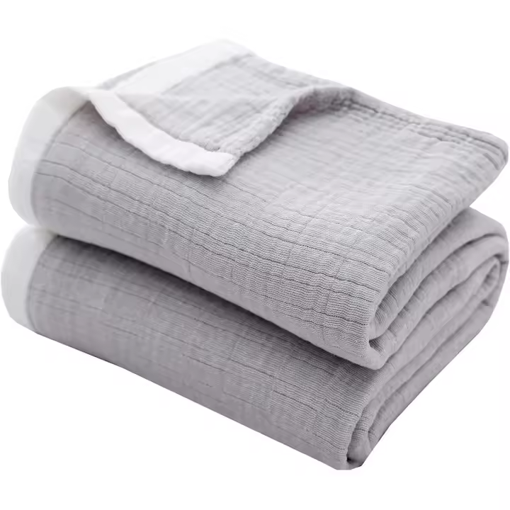 Manta suave y esponjosa, Manta de Algodón, Manta suave y esponjosa, Manta de muselina de Algodón Ligera y cómoda para toda la temporada, Manta de sofá Como manta de Sofá, tamaño gris: 200x230 cm - 1