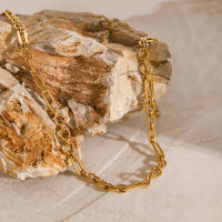 Collar De Acero Inoxidable Minimalista Para Mujer Con Enchufe De Oro 18k Resistente Al Agua Accesorio De Moda Para Fiestas - details 3