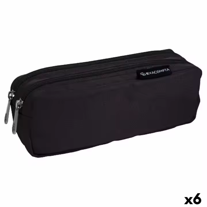 EXACOMPTA Estuche Rectangular 2 Compartimentos Doble Negro - 1