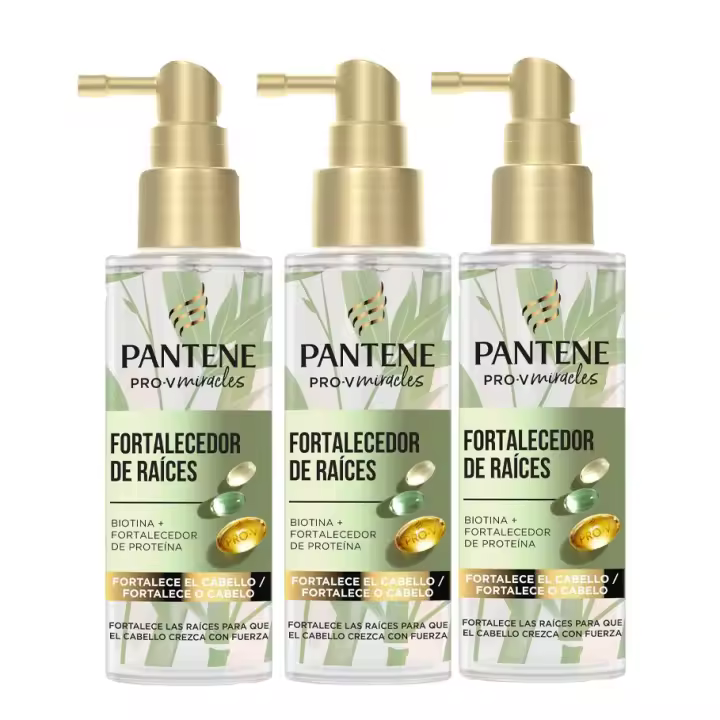 Pantene Crecimiento con Fuerza Fortalecedor de Raíces. Tratamiento con Biotina y Proteínas. Fortalece las Raíces, Crece el Pelo, Da Volumen y Fuerza. Para Pelo Seco y Dañado. 3 Unidades de 100ml - 1