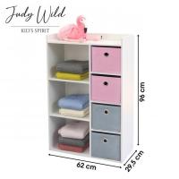 Maxia Market - Mueble de 4/6 cestas de almacenamiento Junior Infantil madera blanca, Multicolor, Mueble de almacenaje para dormitorio infantil - details 4