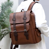 Mochila Grande Para Laptop 2023 Mochila De Hombro Suave Para Hombres Material Principal PU Cuero Negro Marrón Bolsa Escolar Para Adolescentes Y Jóvenes - details 15
