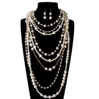Collar Largo De Perlas Simuladas MOON GIRL Para Mujer Joyería Moda Statement Collar Trendy Con Cadena Multicapa Joyería De Moda - details 5