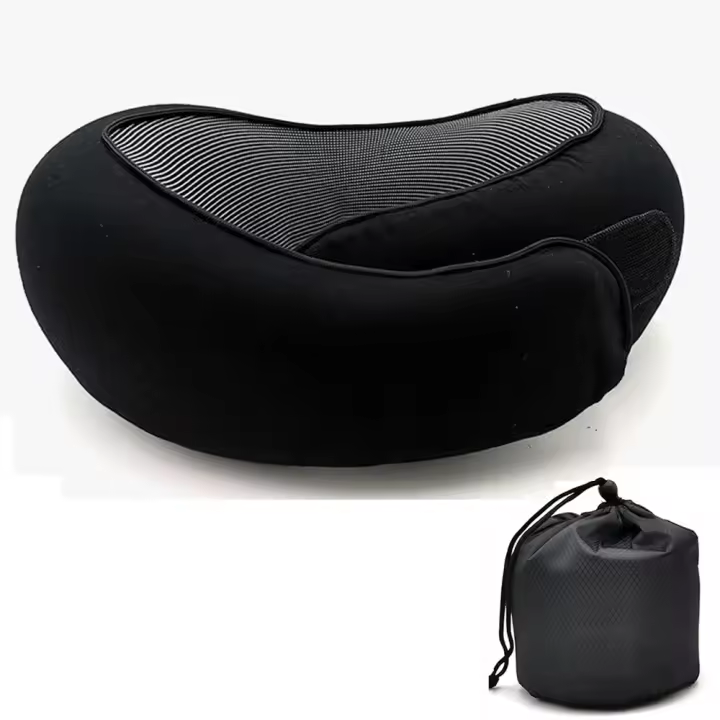Almohada De Viaje Para El Cuello En Forma De U De Memoria Espuma Soporte De Descanso Para El Cuello Estilo Caracol Portátil Ajustable Suave Para Media Siesta - 1