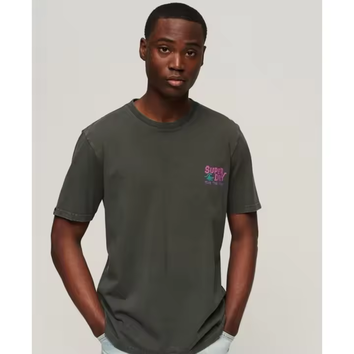 Camiseta de Manga Corta - Vintage Tribal Surf, Marca Superdry, Color Gris Oscuro, Variedad de talla Para Hombre - 1