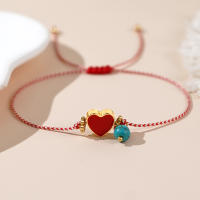Pulsera Go2boho Martis Serie Con Inlay De Copo De Nieve Turquesa Sintética Y Metal Corazón Rojo Y Naranja Estilo Griego Clásico Para Ella - details 1