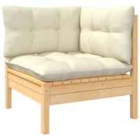 vidaXL Juego de muebles de jardín 3 pzas y cojines madera pino Marrón y gris, Natural y crema, Blanco Conjunto Terraza Muebles Jardín Exterior Juego de Muebles de jardín Mueble Jardín Exterior Muebles de Salon Exterior - details 2
