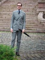 Traje De Novio De Moda Para Hombre 2 Piezas Gris a Cuadros Traje De Negocios Chaleco Slim Fit Pantalones Conjunto Para Bodas Y Uso Diario - details 2