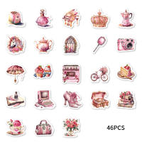 46pcs Pegatinas De Graffiti Rosa Para Laptop Y Maleta Con Diseños De Perfume Cámara Tacones Altos Decoración Resistente Al Agua PVC Clásico Juguete Para Niñas - details 10