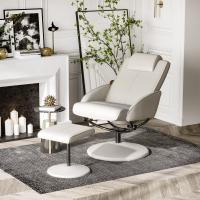 HOMCOM Sillón Reclinable con Reposapiés Sillón de Salón Giratorio con Tapizado en PU y Estructura de Acero Carga 120 kg Butaca para Dormitorio Sala de Estar Gris - details 1