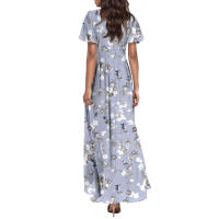 Vestido Largo Elegante Con Cuello En V Para Mujer Traje De Boda De Noche Fiesta Vestido De Fiesta Manga Corta Adecuado Para Primavera Verano Otoño - details 11