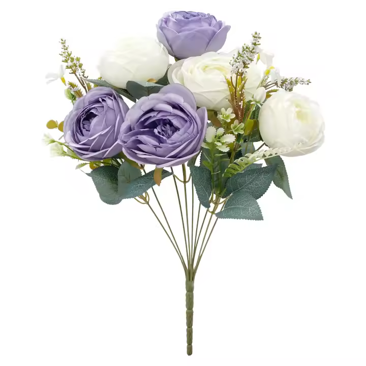 Poenia Arte Floral Ramo de Flores Rosa Artificial 48cm - Decoración Floral - 1