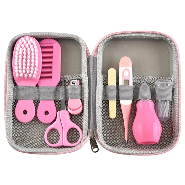 8 Pieces Baby Grooming Kit, Professional Baby Nail Clipper Kit, Non-Toxic BPA Free Comfort, Baby Toiletry Kits for Travel and Home (Red) - 1