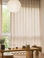Nuevas Cortinas De Voile Beige De Lino De Calidad Coreanas Estilo Japonés Para Sala De Estar Y Dormitorio Translúcidas De Seda Suave - details 4