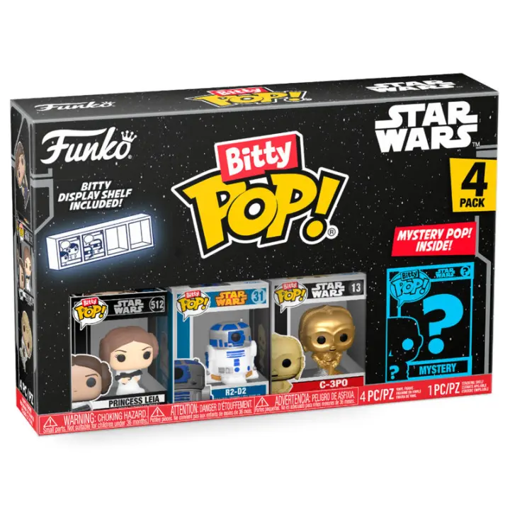 Blister 4 figuras Bitty POP Star Wars LeiaFigura  Coleccionable - Idea de Regalo- Mercancia Oficial - Juguetes para Niños y Adultos - Movies Fans - Muñeco para Coleccionistas y Exposición - 1