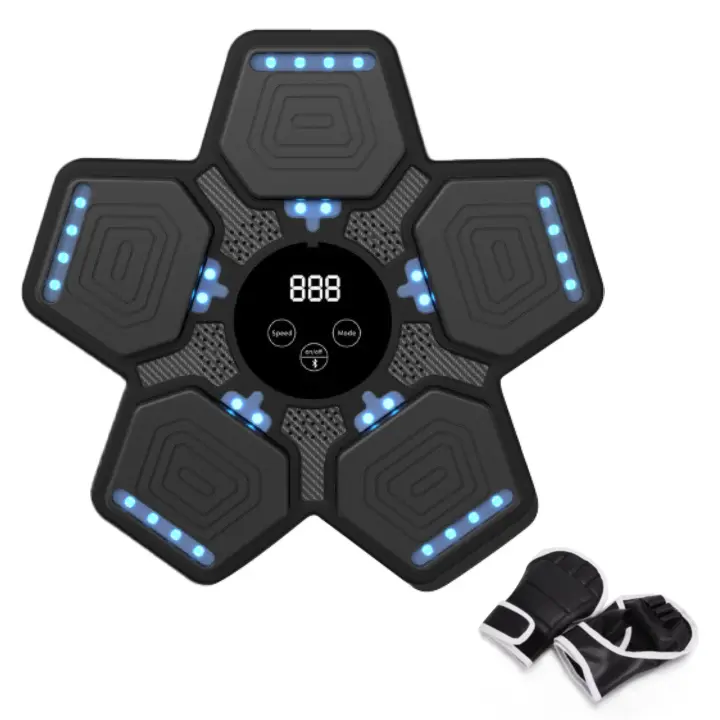 Entrenador de boxeo musical inteligente, máquina de boxeo de respuesta electrónica, bolsa de arena colgante de pared, Bluetooth, Equipo de Boxeo divertido, Negro con 1 par de guantes - 1