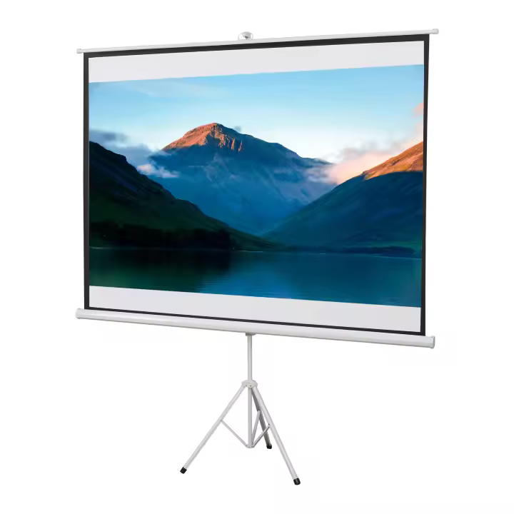 HOMCOM Pantalla de Proyector Manual con Soporte 100 Pulgadas Pantalla de Proyección Portátil Formato 4:3 para Interior y Exterior Cine en Casa Patio 203x152 cm Blanco - 1