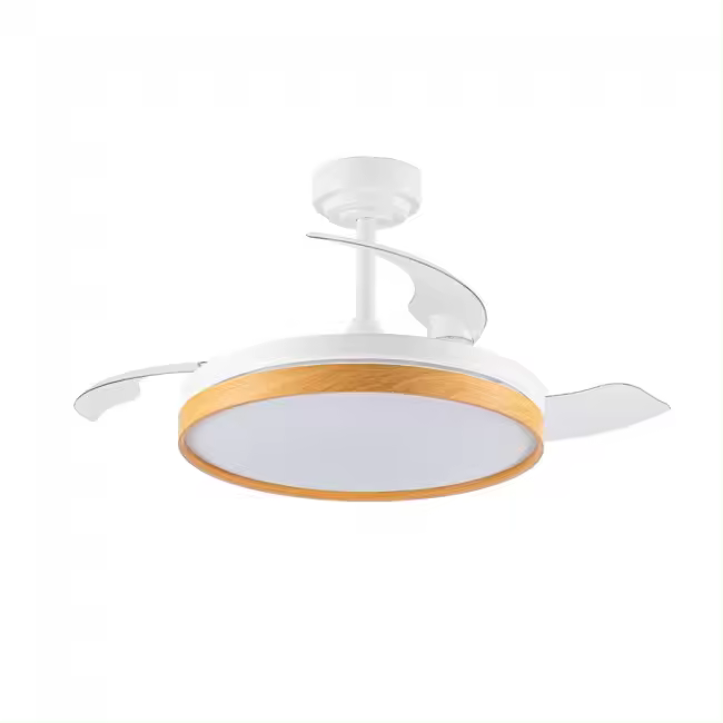 Wonderlamp Ventilador de techo con luz LED y aspas plegables Tamero Blanco y Haya CCT Dim 72W - 1