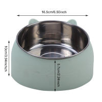 Tazón De Alimentos Para Mascotas De Acero Inoxidable Resistente Al Caídas Con Boca Oblicua Protege La Columna Vertebral Diseño De Gato Y Perro Juguetón - details 1