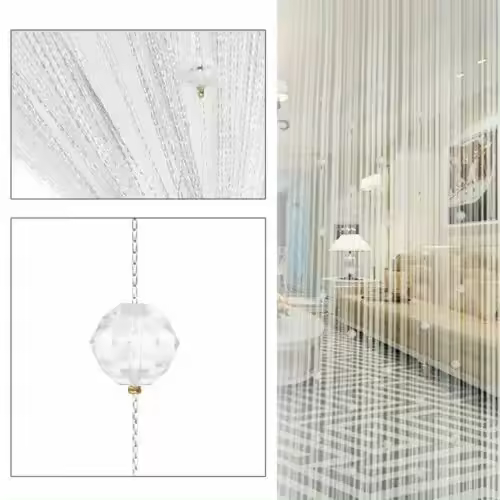 Cortina De Ventana De 100*200cm Con Borlas De Cristal Y Cadena Brillante Para Decoración De Habitaciones Y Puertas Estilo Clásico Material Poliéster - 1