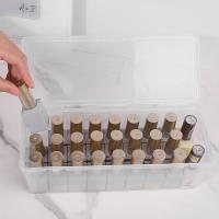 Caja De Almacenamiento Para Uñas Rectangular Y Transparente De Plástico Organizador De Herramientas De Manicura Con Lugar Para Brochas Y Rhinestones - details 2