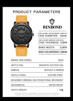 Reloj De Cuarzo Para Hombre BINBOND Lujo Superior Resistente Al Agua Con Correa De Cuero Alta Calidad Reloj De Pulsera Creativo Para Negocios Y Casual - details 7