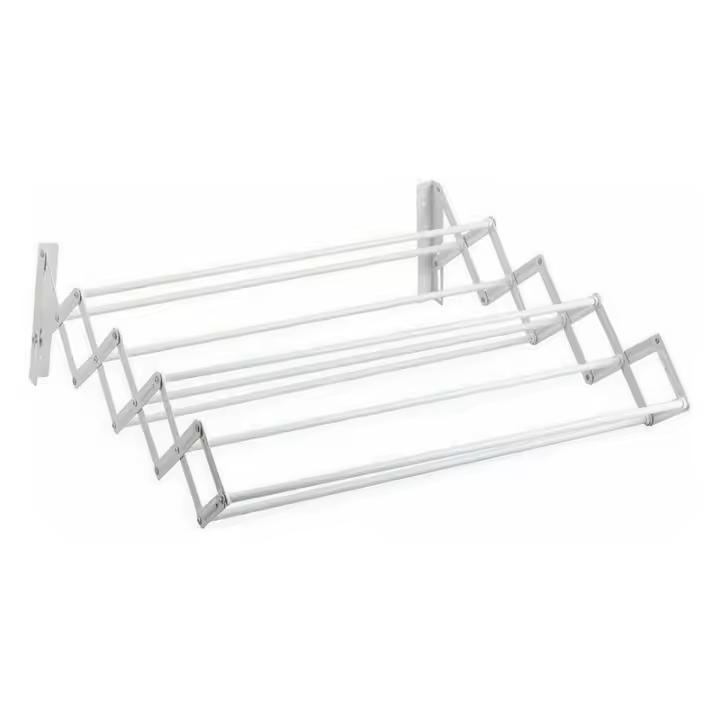 TODOBIEN STORE - Tendedero Extensible Pared 60cm/80cm/100cm - Tendedero Plegable de Pared de Interior o Exterior de Acero Blanco - Tendedro con 9 Barras - 1